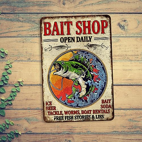 Fishing Décor For Home Bait Shop Sign Open Daily Indoor/Outdoor Sign Cabin Décor Lake House Décor Garage Décor Gifts For Him Funny Fishing Sign 108122001108 - Image 2