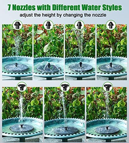 SZMP Solar Fountain with Colorful Star-Shaped Lights, 4W Bird Bath Fountain Pump with 4000 mAh Battery, 7 Nozzles & 4 Fixers, Solar Water Fountain for Garden, Pool, Pond, Outdoor(30 LEDs) - Image 5