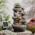 5 Tiers Cascading Solar Water Fountain Outdoor Fountain with LED Lights by KAISOKUFOUNTAIN
