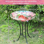MUMTOP Outdoor Glass Birdbath with Metal Stand for Garden Cardinal Decor - Image 4