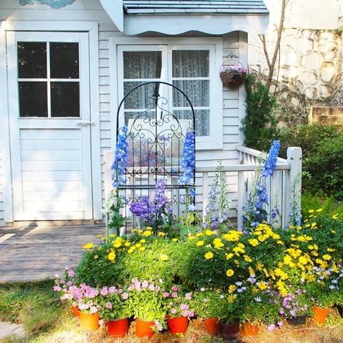 Garden Trellis for Climbing Plants 70.8" H x 25.6" W Metal Wrought Iron Outdoor Wall Panel for Vines Flowers Elegant Accent Decorative Garden Structure - Image 6