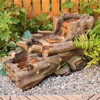 Sunlinua 35 L Wood Grain Cascading Garden Outdoor Water Fountain with LED - Image 3