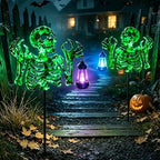 Halloween Skeleton Decorations Outdoor,Spooky Green Glowing Iron Skull - Image 6