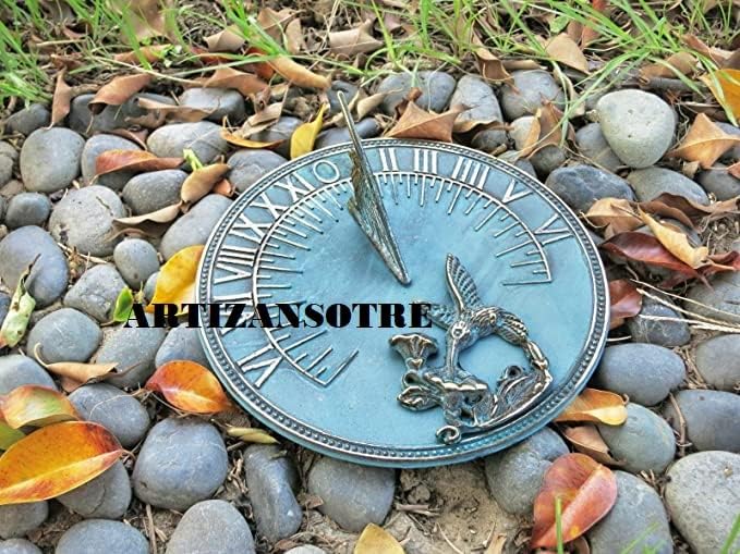 Brass Hummingbird Garden Sundial 8" inches Wide, Bird Outdoor Decoration, Gift - Image 5
