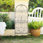 Trellis for Climbing Plants 59" H x 22" W Metal Unique Design Decorative Garden Structure Weather-Resistant Lattice Outdoor Decor Flowers Roses Vine Ivy Clematis Black Coating 1 Pack - Image 4