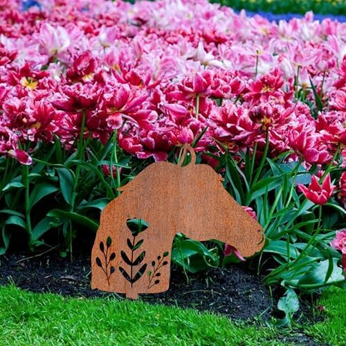 Animal Floral Metal Garden Stake | Raw Metal Patinas Over Time | Yard Art Decor Spring Summer Decorations Flower Bed Plant Stakes Marker (Horse) - Image 5