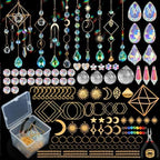CREATCABIN 400Pcs DIY Suncatchers Making Kits Crystal Sun Catcher Kit Prism Suncatcher Supplies Craft Stained Glass Window Hanging with Rainbow Maker Pendant for Adults Indoor Outdoor Garden Decor by CREATCABIN