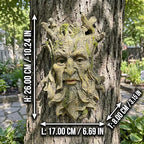 10.3" Whimsical Tree Face Sculpture, Garden Peeker Statue, Outdoor Trunk Tree Huggers Art, Landscape Accent Ornament, Hanging Fairy Elve Figurine for Yard Art, Trees Decor Wall Mounted Statues - Image 3