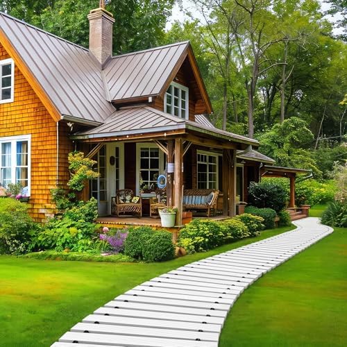 Landical 24ft Wooden Garden Pathway Walkway, Roll Out Outdoor Path,White - Image 6