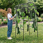 Garden Arch Trellis for Raised Beds, 6.8x3x2.6FT Plant Support for Cucumbers, Melons, Grapes, Roses & Climbing Vegetables, Outdoor Rust-Resistant Trellis for Vertical Growing, Black - Image 4