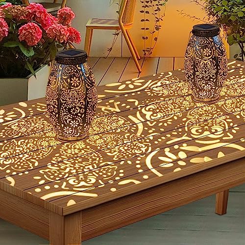2Pack Owl Solar Outdoor Lanterns Waterproof, Large Decorative Garden Solar Lights for Table, Patio, Yard, Lawn Ornaments, Birthday Mothers' Day Gifts for Mom Dad ( Antique Bronze) by Go2garden