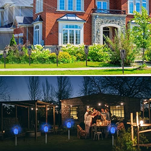 Blue Solar Lights Outdoor, 12 Pack Solar Torch Lights - Image 3