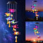 Solar Wind Chimes for Outside, LED Color Changing Wind Chime Solar Powered Wind Mobile Colorful Light for Indoor Outdoor, Garden, Patio Decor, Mom Gift (Butterfly Shape) 4PCS - Image 5