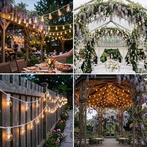 Afirst White String Lights 100FT Outdoor Patio Lights with 105 Globe Bulbs Waterproof Hanging Light for Backyard Party Wedding Lighting - Image 5