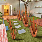 KODIBO 24" Metal Agave Plant Outdoor Decor, Large Garden Sculpture, Rusty - Image 7
