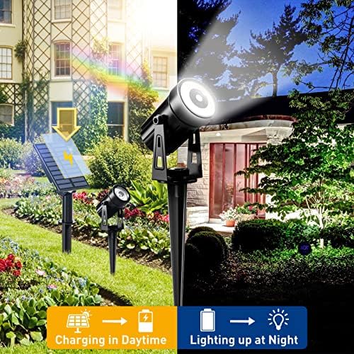 T-SUNUS Solar Landscape Spotlights 4-Pack White 6000K Outdoor Garden Flag - Image 2