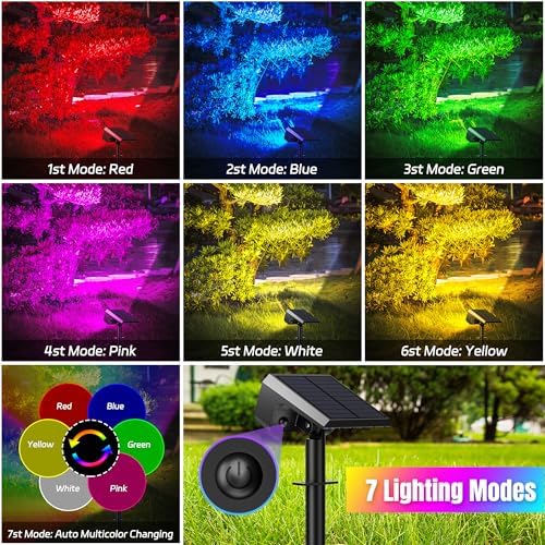 Color Changing Solar Spot Lights Outdoor Waterproof, 6 Pack, 28 LED RGB - Image 3