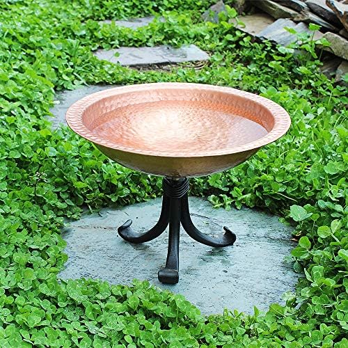 Achla Designs BBHC-02T-TR Hammered Tripod Stand Birdbath, Polished Solid Copper, Black - Image 7