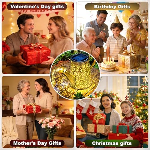Solar Watering Can Lights:Outdoor Waterproof Metal Led String Lantern - Classic Fariy Hanging Decorations for Garden Pathway Patio - Morhers Day Gifts for Mom Grandma Women Over 40 - Image 5