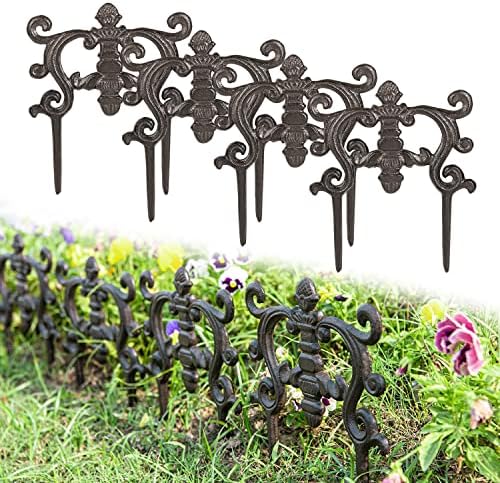 Sungmor Cast Iron Brown Flower Bed Edging - 9.4 Inches Tall 4 Pack - Image 3