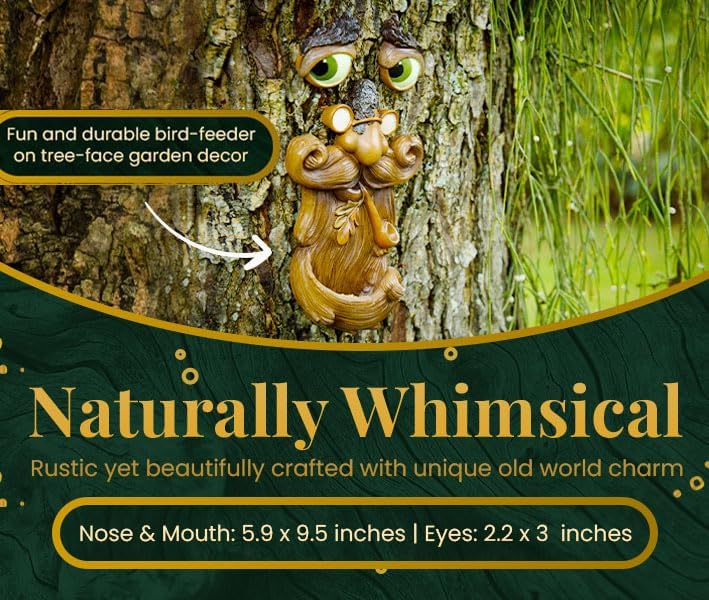 Tree Faces Decor Outdoor – Tree Hugger Yard Art Garden Decoration – Unique Bird Feeders for Outdoors and Indoors – Old Man Tree Art Brown - Image 4