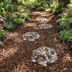 6 PCS Natural River Rock Stepping Stones for Garden Walkway - 9.5'' Hexagon Pebble Mats with Non-Slip Mesh Backing - Decorative Outdoor Stone Pavers for Patio, Lawn, Backyard Path & Landscaping Decor - Image 5