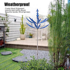 Blue Iron Windmill, 360 Degree Rotation Wind Spinner, Kinetic Wind Sculpture, Metal Yard Art Decor, Weather Ornament for Garden Lawn Patio Backyard Outdoor Landscape Decoration. - Image 6