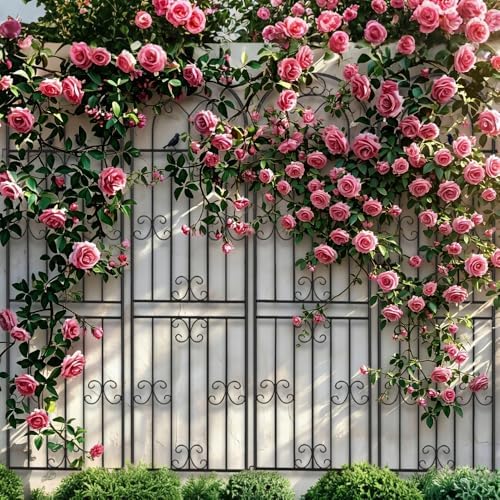 Metal Garden Trellis, 86.7" H x 19.7" W Black Coated Wire Lattice Panel, Sturdy Plant Support for Climbing Roses Vines Cucumbers Vegetables Outdoor Patio Yard (4 Packs) - Image 6