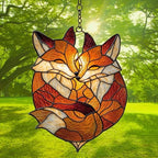 Cute Loving Couple Foxes Acrylic Suncatcher - Image 3