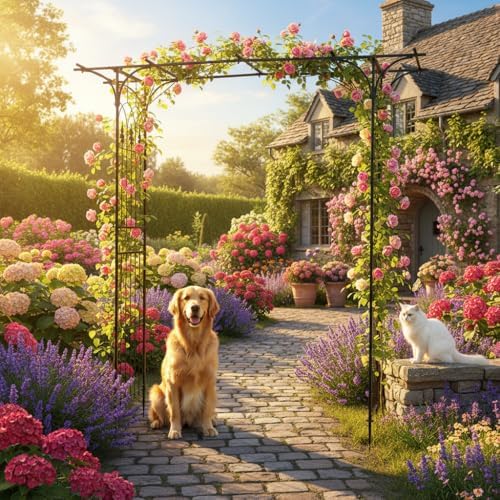 Garden Arbor, 7FT Arch Archway for Wedding Ceremony Party, Steel Garden Trellis for Plant Climbing, Christmas Decorations Pergola for Backyard, Lawn by Unknown