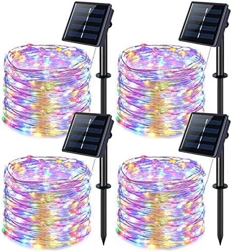 JMEXSUSS 4 Pack Solar Fairy Lights, Each 33ft 100 LED, Multicolored by JMEXSUSS