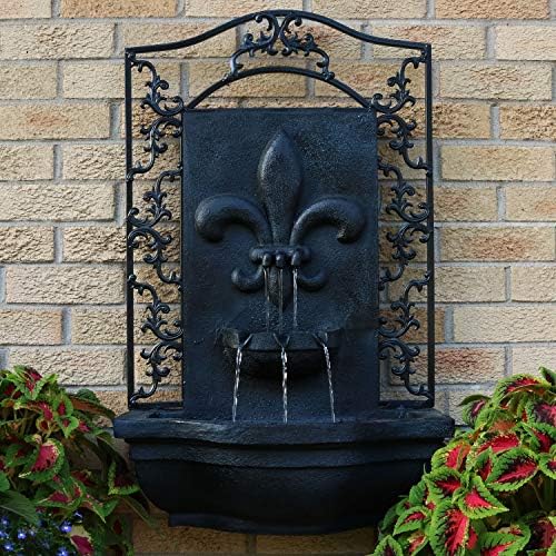 Sunnydaze French Lily 33-Inch Electric Outdoor Wall Water Fountain - Lead - Image 2