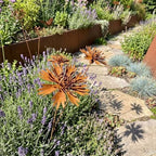 Rusty Metal Garden Stakes, 2PCS Rustic Flower Yard Art, Weather Resistant Metal Garden Decor for Flower Beds, Cottage Garden, Lawn, Patio and Planters - Image 4
