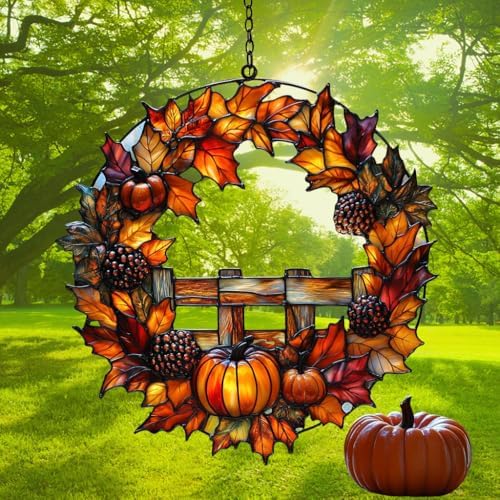 Fall Floral Wreath Acrylic Suncatcher - Image 3