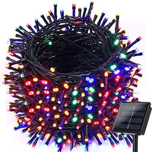 Solar Christmas Lights Outdoor, 98.4ft 300 LED Solar Fairy String Lights, 8 Modes Waterproof Christmas Lights for Garden, Patio, Bush, Home, Party, Wedding, Holiday, Tree Decorations (Multicolor) by iShabao