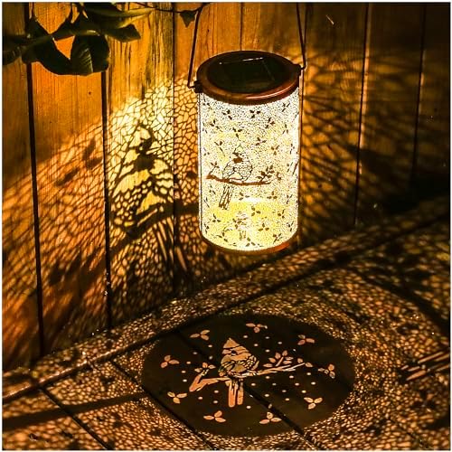 Cardinal Solar Lanterns Outdoor Waterproof Hanging Solar Lights Cardinal Gifts for Women Men Metal Bird Decorative LED Lanterns for Yard, Patio, Lawn, Tabletop, Pathway, Landscape, Garden Decor by TIGGSY