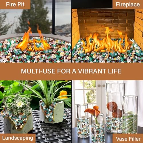 NUPICK 20 Pound Fire Glass, 1/2 Inch Reflective Fire Pit Glass - Image 7
