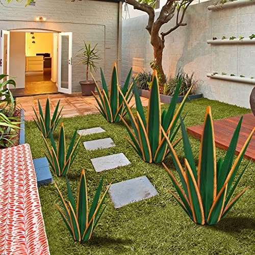 KODIBO 24" Metal Agave Plant Outdoor Decor, Large Garden Statue, Dark Green - Image 7