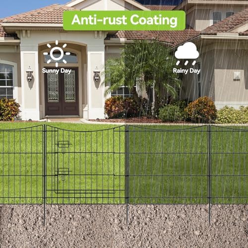 INJOPEXI Garden Fence 12 Panels 23.6ft(L)×24in(H) Decorative Garden Fences with 11 Panels + 1 Gate, Rustproof Metal Wire Temporary No Dig Rabbit Animal Barrier Fencing Dog Fence for Yard Patio Outdoor - Image 4