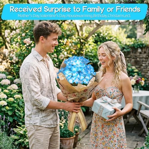 Solar Garden Lights 4 Pack, LED Blue Hydrangea Waterproof Auto On/Off - Image 6