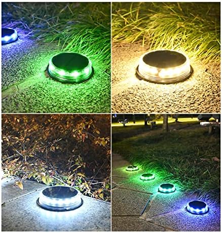 Solar Ground Lights Outdoor, Flat Yard Lights with 17 Led, Outdoor Waterproof Disc Landscape Lights for Patio Lawn Yard Deck Walkway, Multicolor, 4 Pack - Image 6