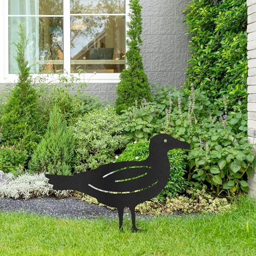 Seagull Metal Garden Stake Decorative, Coastal Bird Silhouette Statues for Yard Art, Outside, Patio, Outdoor Decor, Garden Decorations, Lawn Ornaments - 18" Black - Image 4