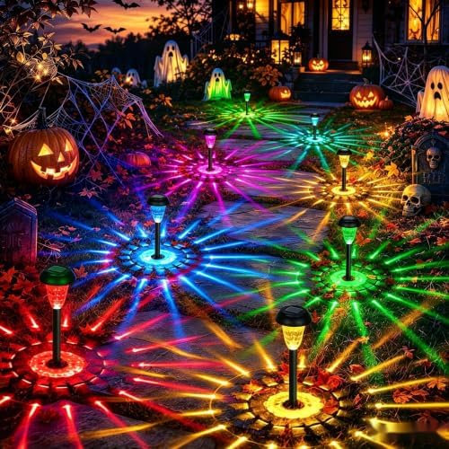 TISEJOY Solar Lights Outdoor Waterproof for Pathway, 12 Pack Color Changing by Tisejoy