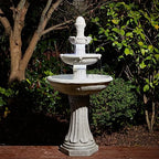 Glitzhome Three Tier Outdoor Floor Standing Fountain with LED Lights and Pump, 45.25" Tall Cascading Water Fountain Outdoor Fountains and Waterfalls Resin Patio Fountains for Garden Backyard Lawn - Image 2