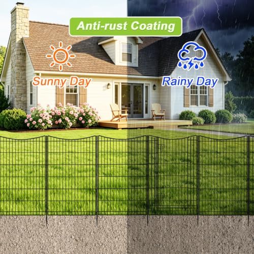 INJOPEXI Decorative Garden Fence 6 Panels 13ft (L)×42in (H) Animal Barrier Fences with 5 Panels + 1 Gate, No Dig Garden Fencing Rustproof Metal Wire Temporary Rabbit Dog Fence for Patio Outdoor Yard - Image 6