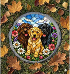 Magnolia Garden 10-Inch Triple Labrador Stepping Stone - Stained Glass Mosaic Three Labs Garden Stone, Weather-Resistant Resin Pathway Accent, Pet Lover Yard Decor & Memorial Plaque - Image 4