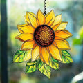 Sunflower Acrylic Suncatcher 12 Inches, Fall Decoration Indoor Outdoor, Bedroom Porch Decor, Stained Glass Effect Window Hanging, Floral Garden Decor, Flower Lover Gift for Mom Grandma Women by XISZYS