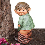 Bits and Pieces - Caught with His Pants Down Garden Statue - Naughty Gnome Yard Art, Funny Elf - Polyresin Statue Measures 13-1/2" High x 5" Wide by BitsandPieces