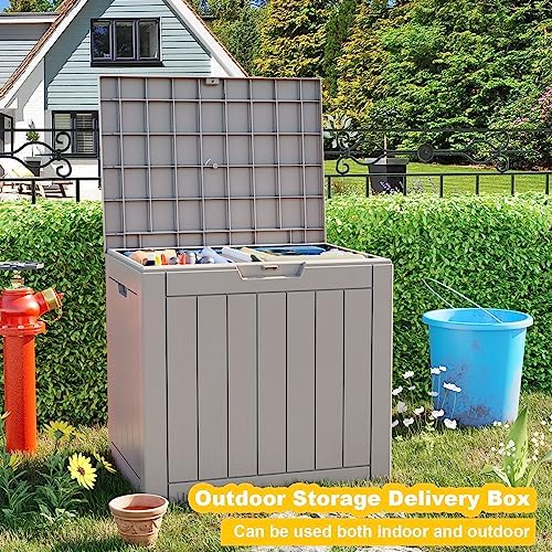 EasyUp Outdoor Storage Box, Waterproof Resin Deck Box, Reinforced Stability UV-Resistant for Patio, Garden and Poolside (Gray, 32 Gallons) - Image 6