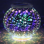 Mosaic Glass Solar Table Light, Waterproof Color Changing Mood Night Lights Solar Outdoor Table Lamp for Bedroom Party Garden Patio Yard Decoration Lighting (3D Stars) - Image 2